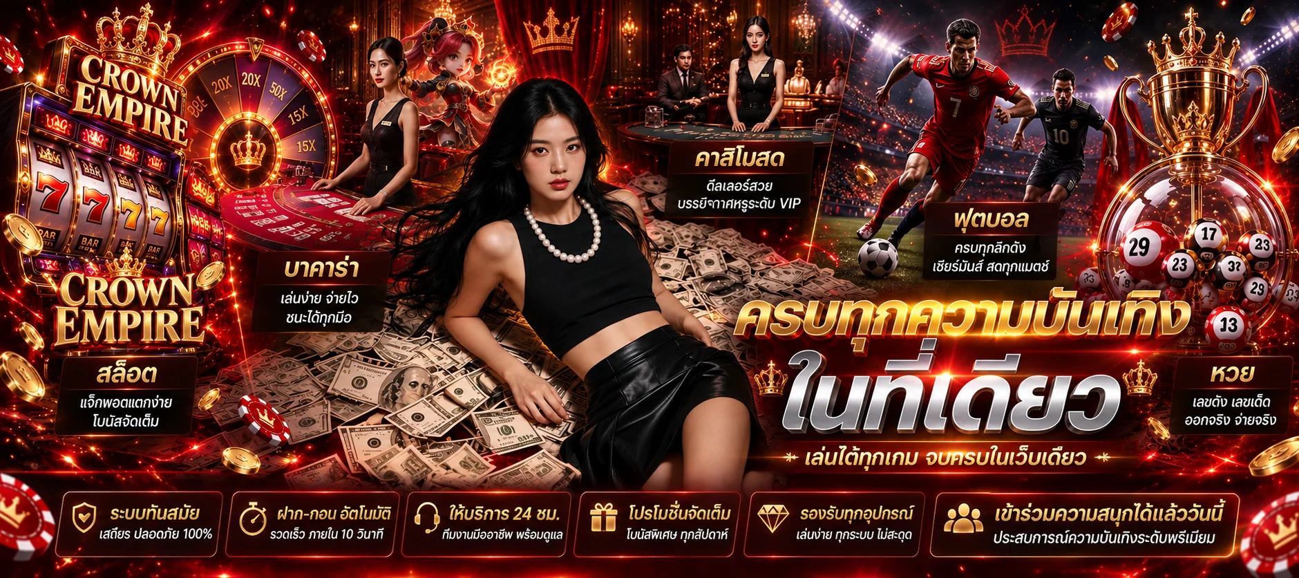 CROWN EMPIRE รวมสล็อต คาสิโน กีฬา และหวยออนไลน์